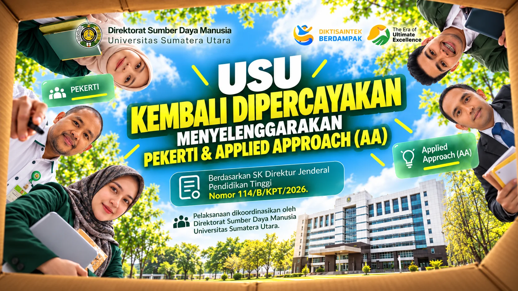 USU Kembali Ditetapkan sebagai Penyelenggara Pelatihan PEKERTI dan Applied Approach (AA)